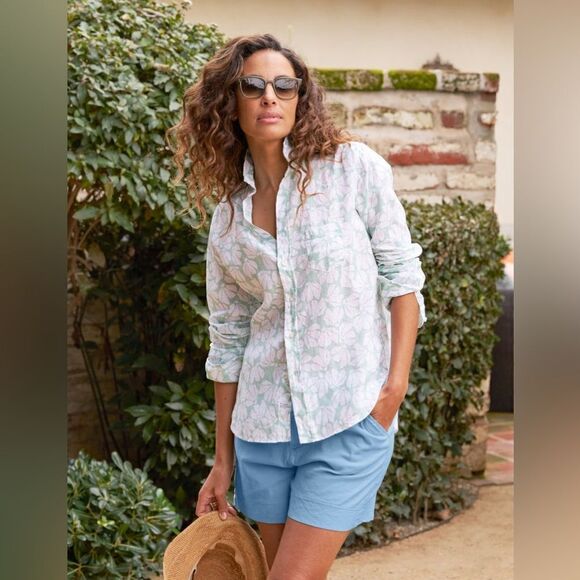 Frank & Eileen Blue White Shirts Button Down Floral Size L - Picture 3 of 11